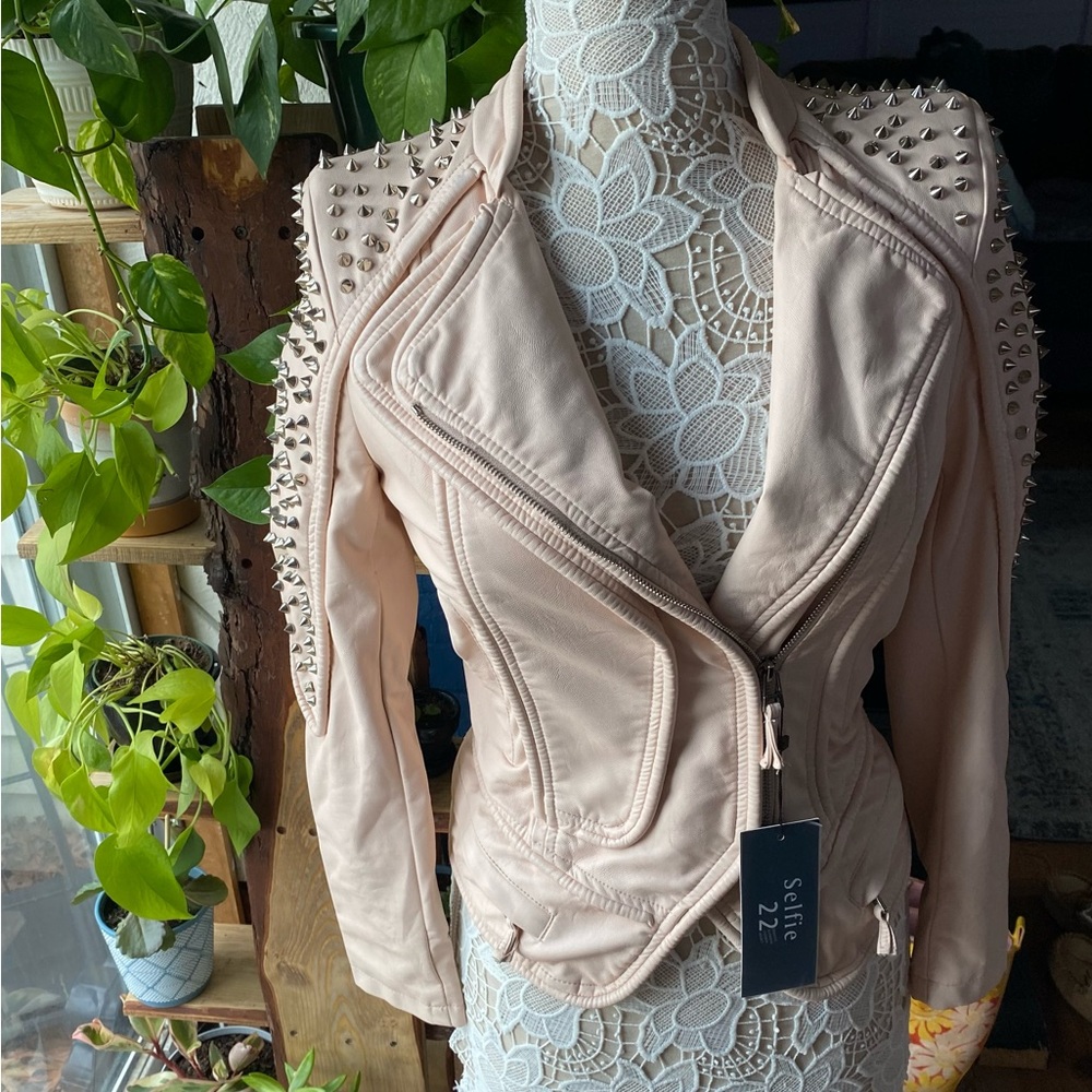 NWT studded vegan leather jacket